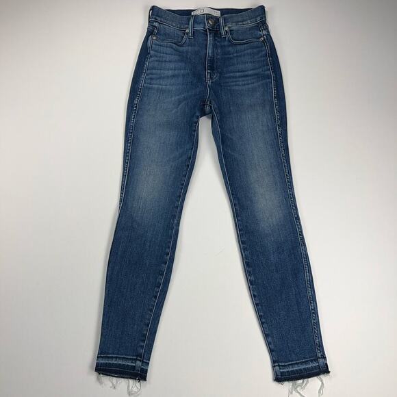 AYR The Riser Skinny High Rise Ankle Jeans Raw Hem Neon Jupiter Wash Size 27 - Picture 2 of 16